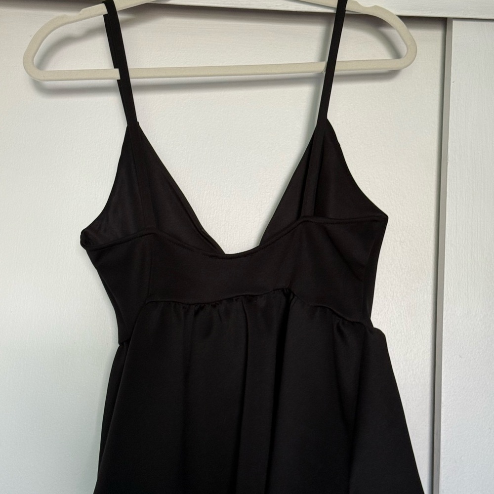 Black Peplum Spaghetti Strap Top - Picture 2 of 3